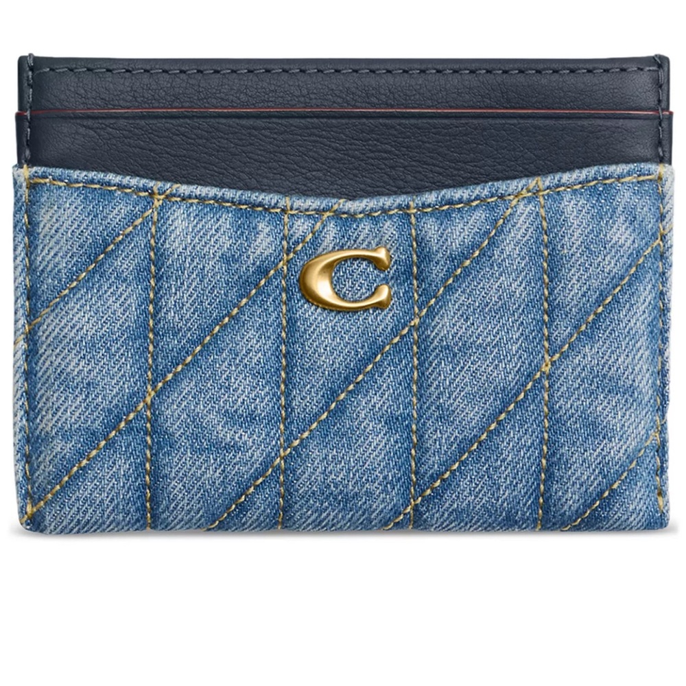 Coach quilted denim card case